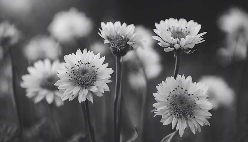 Seasonal Flowers in Black and White Photography: Monochrome Magic